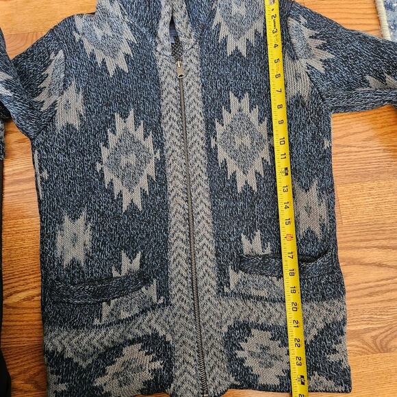 Lucky Brand Mens Blue Western Aztec Zip Up Sweater Size Small - Picture 5 of 5